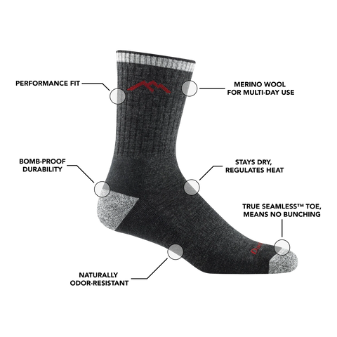 Men's Hiker Micro Crew Midweight Hiking Socks