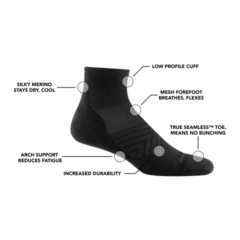 Men's Run Quarter Cushioned Ultra-Lightweight Running Socks